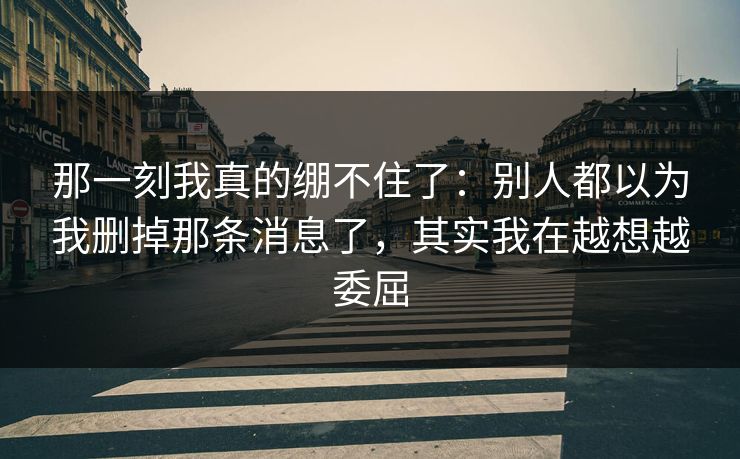 那一刻我真的绷不住了：别人都以为我删掉那条消息了，其实我在越想越委屈